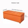 Storage,Leather Foot Rest,Premium Foot Stool Cube with Storage,Modern Storage Stool for Living Room Bedroom-Orange 60x40x42cm(24x16x17inch) view 3
