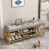 Luxurious Entryway Bench with Boots Storage,Velvet Upholstered Shoe Bench Shoe Rack Bench,Modern Shoe Storage Bench Entry Shoe Organizer Furniture-Gray 70x30x46cm(28x12x18inch) view 1