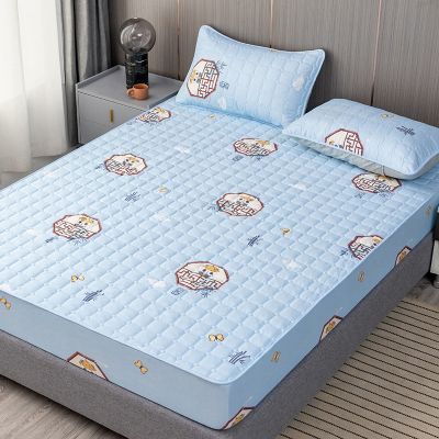 FCLDESHOP Bedding King Fitted Sheet,Quilted Fitted Sheet Thickened Brushed Skin-Friendly Mattress Protector,Bed Sheet for 12/30cm Deep Mattress,Panda,200x220cm*30cm