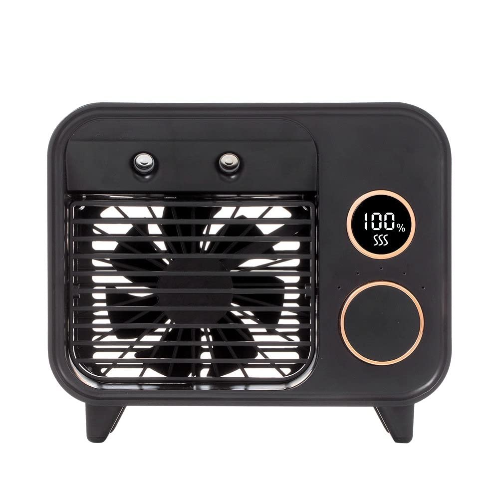 XARONF Portable Air Conditioner-2000mAh Rechargeable Personal Air Cooler with 5 Speeds, Quiet Mini Air Conditioner Fan, Desk Cooling Fan for Home, Bedroom, Travel, and Office (Color : Black)