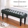 Leather Bench,Premium Buttons End of Bed Bench UPHOLSTERED Bench Seat,Solid Wood Frame,Rustic Bedroom Bench Entryway Bench Living Room Bench-White 51x35x42cm(20x14x17inch) view 4