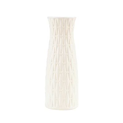 Nordic Flower Vase Home Decor Plastic Vases Imitation Ceramic Unbreakable Flower Basket for Wedding Modern Room Home Decor (Color : E White)