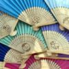 100PC Personized Customized Hand Fans Gifts For Wedding Party Favors Guests Custom Fabric Hand Silk Garden Wedding Folding Hand Fans Bulk Bridesmaid Birthday Bachelor Party Fans ( Aqua Green ) view 2