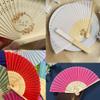 130PC Personized Customized Hand Fans Gifts For Wedding Party Favors Guests Custom Fabric Hand Silk Garden Wedding Folding Hand Fans Bulk Bridesmaid Birthday Bachelor Party Fans ( Night Purple ) view 3
