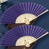 130PC Personized Customized Hand Fans Gifts For Wedding Party Favors Guests Custom Fabric Hand Silk Garden Wedding Folding Hand Fans Bulk Bridesmaid Birthday Bachelor Party Fans ( Night Purple ) view 4