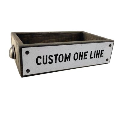ANVEVO Custom Metal and Barnwood Box - Personalized Text - Toilet Paper Caddy (Light, One Line)