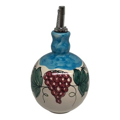 Ceramic Decanter for Olive Oil, Olive Oil Storage, Pottery Made in Italy, Ceramic Oil Holder, Kitchenware Made in Italy, Oil or Vinegar Cruet, Pottery with Grapes