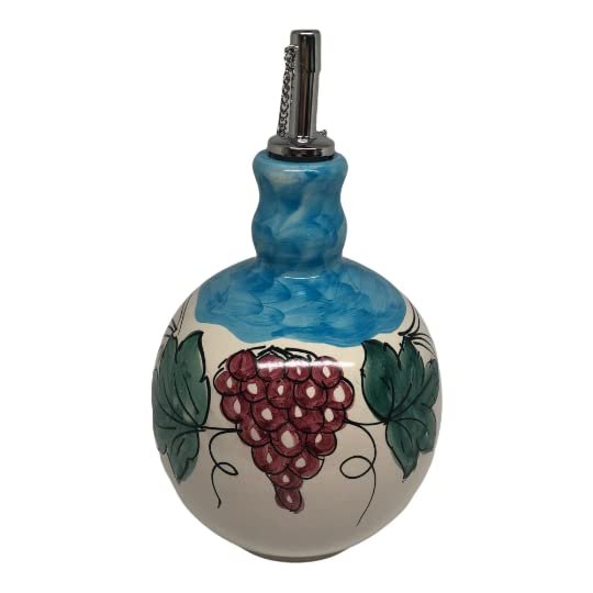 Ceramic Decanter for Olive Oil, Olive Oil Storage, Pottery Made in Italy, Ceramic Oil Holder, Kitchenware Made in Italy, Oil or Vinegar Cruet, Pottery with Grapes