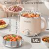 Dezin Hot Pot Electric with Steamer, Rapid Noodles Cooker, Stainless Steel Electric Pot 1.6 Liter, Perfect for Ramen, Egg, Dumpling, Soup, Oatmeal with Temperature Control and Keep Warm Function view 3