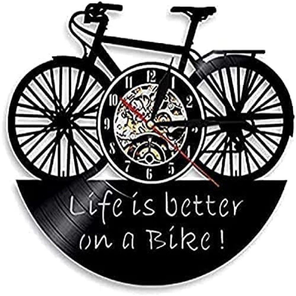 Wall Clock Bike Wall Clock Life is Better On A Bike Clock Retro Vinyl Clocks Nursery Wall Clock Mechanism