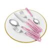 20 Piece Frosted Clear Handle Silverware Tableware Set for 4 People, 18/10 Stainless Steel Flatware Set, Steak Table Knife Fork Spoon Fruit Fork Tea Spoon Cutlery Sets (Pink) view 3