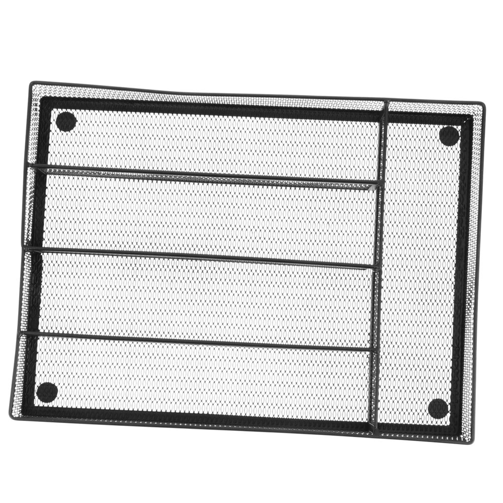 Cabilock 5 Sections Desktop Storage Drawer Metal Kitchenware Drainer Storage Box Utensil Trays Serving Utensil Trays Black