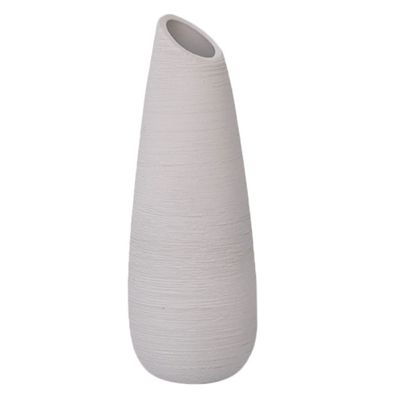 Happyyami 1pc Oblique Ceramic Vase Desktop Ceramics White Porcelain Vase