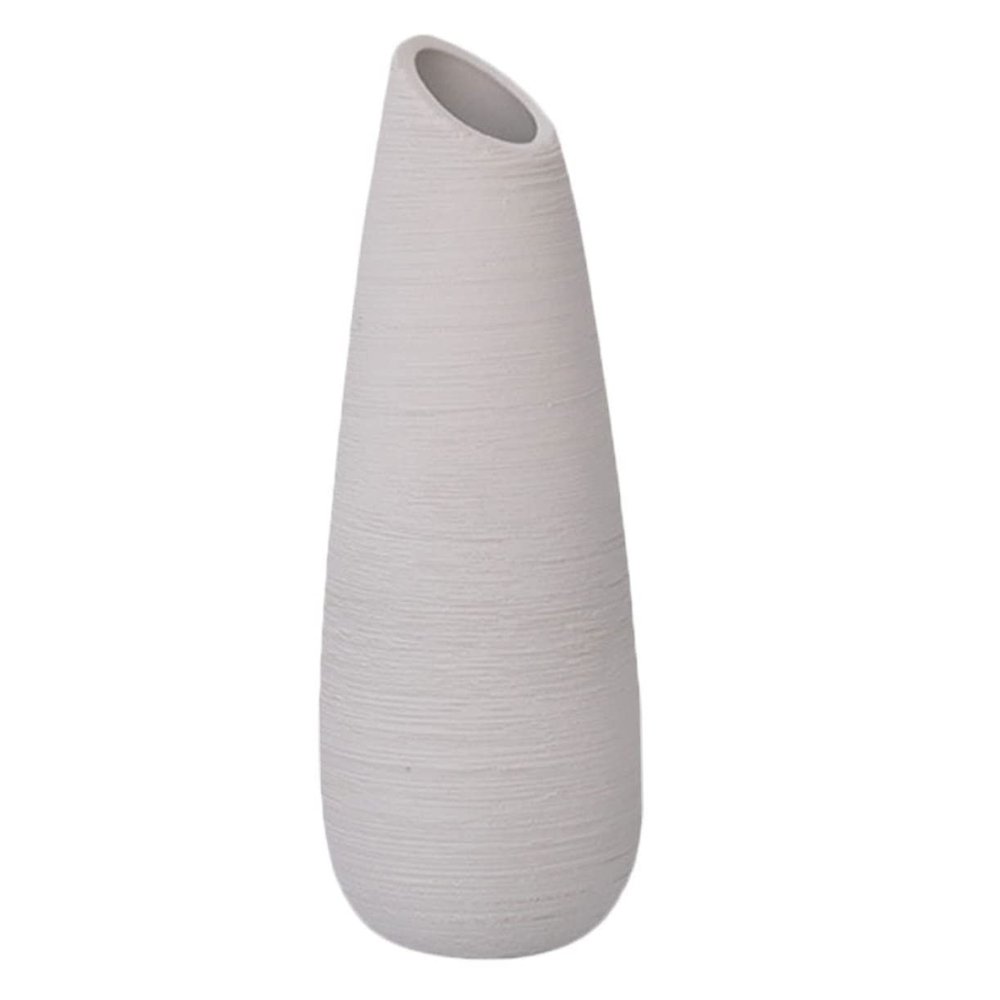 Happyyami 1pc Oblique Ceramic Vase Desktop Ceramics White Porcelain Vase