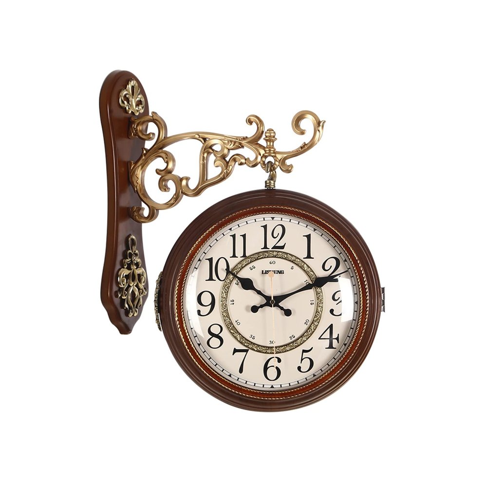 LOOQS 360Rotation Garden Wall Clock, Double Sided Clock for Living Room Restaurant Bedroom Hanging Decor 20x16in