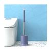 Floor Toilet Brush and Holder Plastic Toilet Cleaning Brush Stainless Steel Long Handle Toilet Bowl Brush for Bathroom view 2