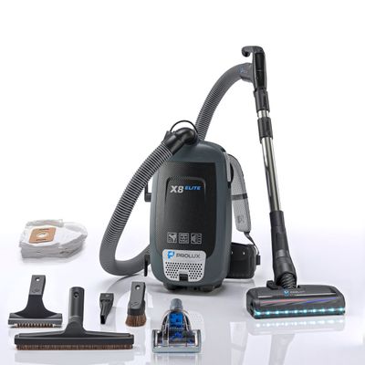 Backpack Vacuum Canister W/Electric Powerhead Kit Black Abs Filter Lightweight