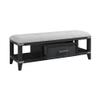 Bedroom 52" Wide Bench with Drawer Weathered Steel Black Wood view 3
