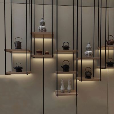 DMCHENGMA Ceiling Shelf for Wrought Iron Solid Wood, Iron Hanging Wine Rack Suspended Ceiling Storage Shelving for Bars/Restaurants/Kitchens Display Shelves (Size : 30x30x155cm)