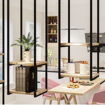 DMCHENGMA Ceiling Shelf Hanging Shelves with Wooden Boards 2 Layer Ceiling Mount Storage Rack Metal Display Stand Plants Books Storage Shelving (Size : 30x30x135cm)