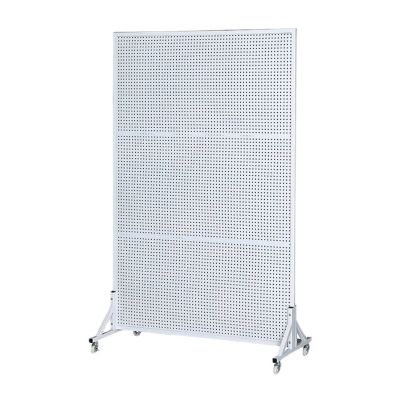 LXBAMKEA Pegboard Panels & Units, Floor-Standing Retail Display Stand, Portable Room Divider Partition Screen, Movable Craft Show Jewelry Tool Kitchenware Plant Storage Rack (Color : White, Size : 5