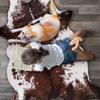 ARJINCUTE Faux Fur Cowhide Rug 5.6 x 7.3 ft, Cow Print Area Rug Cute Animal Printed Carpets for Bedroom Living Room Rustic Western Home Decor, No Shedding and Easy to Clean view 3