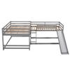 HZSSDTKJ Full and Twin Size L-Shaped Bunk Bed with Slide and Short Ladder,Wooden Floor Bunk Bed Frame with Headboard and Footboard for Kids Teen Girls Boys Adults Bedroom Furniture (Gray) view 4