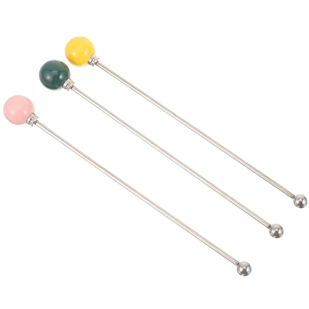 3pcs Metal Swizzle Sticks for Drinks Reusable Mixing Sticks for Cocktail and Stirring Rods for Holiday Parties and Daily Use