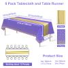 8Pack Disposable Plastic Tablecloths and Satin Table Runner Set Purple and Gold Dot Tablecloth Gold Satin Table Runner for Wedding Birthday Baby Shower Anniversary Christmas New Year Party Supplies view 2
