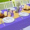8Pack Disposable Plastic Tablecloths and Satin Table Runner Set Purple and Gold Dot Tablecloth Gold Satin Table Runner for Wedding Birthday Baby Shower Anniversary Christmas New Year Party Supplies view 4