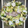 XL HELLO Lemon & Daisy Summer & Spring Deco Mesh Front Door Wreath, Porch Patio Home Decor, Handmade, Unique Gift Idea for Her view 1