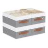 YheenLf Storage Boxes, Storage Baskets with Handles, Cube Organizer Bins for Wardrobe Bedroom Laundry, 13  9.1  5.5 Inch, White and Grey, 4-Pack view 1