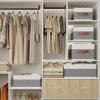 YheenLf Storage Boxes, Storage Baskets with Handles, Cube Organizer Bins for Wardrobe Bedroom Laundry, 13  9.1  5.5 Inch, White and Grey, 4-Pack view 2