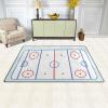 Ice Hockey Rink in Blue Tones and Red Graphic Outline Kids Rugs, Abstract Sports Field Large Bedroom Carpet, Protect Flooring for Decor Teen Boys Room Floor Lounge Nursery, 6ft x 8ft view 4
