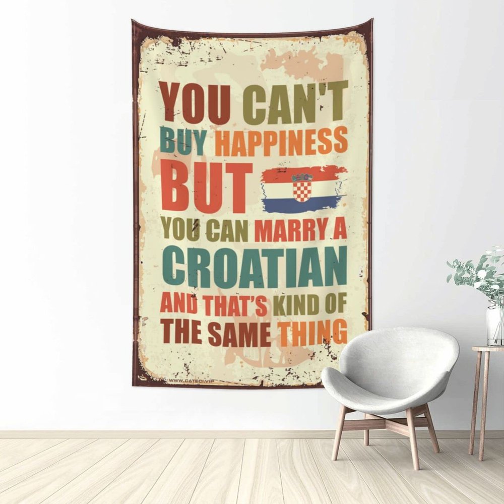 Cave Man Bar You Can't Buy Happiness But You Can Marry A Croatian Tapestry Cave Man Bar Bedroom Wall Decor Above Bed (Size : 100X150CM)