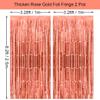 Thicken Rose Gold Foil Fringe Curtains Decorations 3.2x8.2ft - 2 Pack, Photo Backdrop for Birthday Bachelorette Bridal Shower Baby Shower Graduation Party, Party Streams Decor view 2