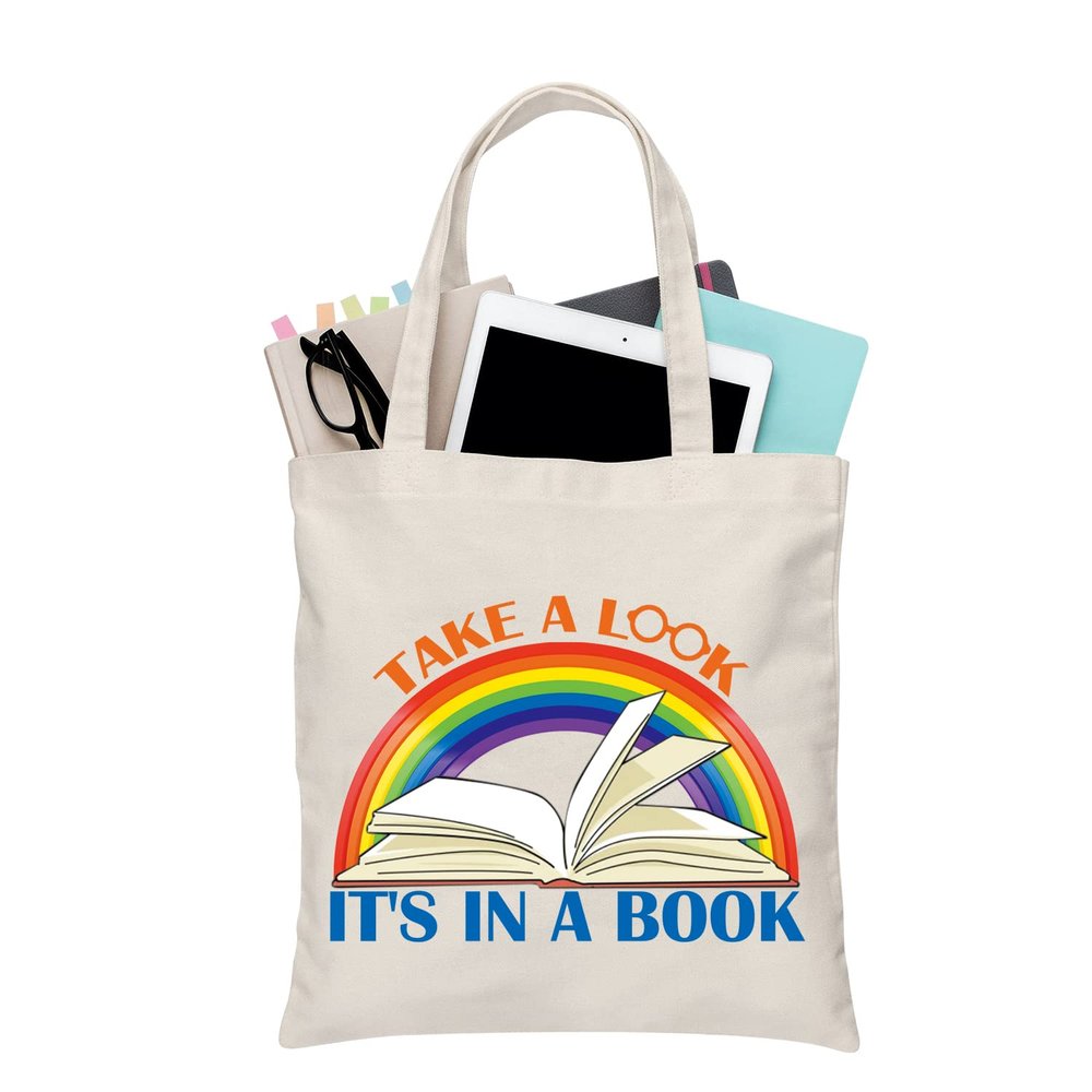 BDPWSS Take a Look It's In a Book Tote Bag Book Lover Gift Reading Gift For Bookworm Librarian Reading Lover Canvas Handbag (take look book TG)
