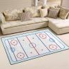 Ice Hockey Rink in Blue Tones and Red Graphic Outline Kids Rugs, Abstract Sports Field Large Bedroom Carpet, Protect Flooring for Decor Teen Boys Room Floor Lounge Nursery, 3ft x 6ft view 1
