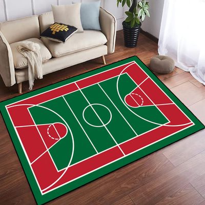 3D Basketball Print Court Sport Area Rug Rugs,Non-Slip Locking Edge Carpet Thickened Large Size Door Mat,Ki*d-s Playroom, Living Room Carpet or Classroom Accent Rug, Soft Machine Washable Floor Carpet