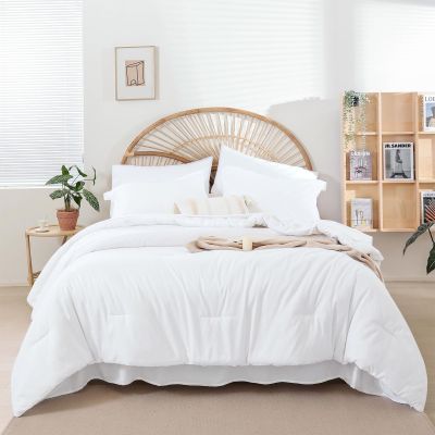 weigelia Queen Comforter Set White Comforter Set Queen 7 Pieces Bed in a Bag Queen Size Bedding Set with Fitted Sheets, Flat Sheets, Pillow Shams and Pillowcases