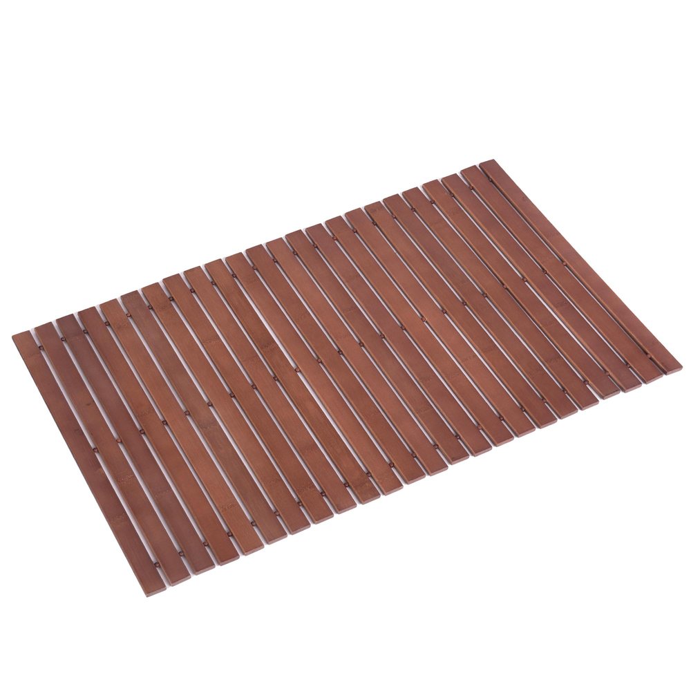 Bamboo Bath Mat Bathroom Rugs Floor Wood Shower Bathtub Waterproof Non Slip Accessories 16x24 Inch Easy to Clean, Walnut Bamboo, 1 pc