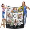 Custom Blankets with Pictures and Names for Mom Unique Personalized Gifts for Any Occasion - Personalized Photo/Name Collage Blanket Soft Throw 60"x80" view 1