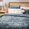 EVERGRACE Luxury Velvet Quilt King Size, Ultra Soft Wave Crushed Velvet Bedding Set, Lightweight Quilted Comforter Set for All Season, Oversized Bedspread Coverlet with 2 Shams, Stormy Blue view 2