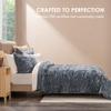 EVERGRACE Luxury Velvet Quilt King Size, Ultra Soft Wave Crushed Velvet Bedding Set, Lightweight Quilted Comforter Set for All Season, Oversized Bedspread Coverlet with 2 Shams, Stormy Blue view 3