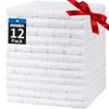 HOMERHYME Hand Towels, 12 Pack 25''*15'' White Microfiber Kitchen Bathroom Hand Towels, All-Purpose Quick Dry Lint Free Soft Absorbent Bulk Checkered Washcloth Bath Towels for Travel Gym Hotel view 1