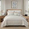 BCOTTOND King Quilt Set, 100% Cotton Boho Quilt King Size Bohemian Striped Pattern Bedspread King Lightweight Quilt Bedding Set Comforter Set All Season, 3 Piece, Beige Gray view 1