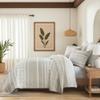 BCOTTOND King Quilt Set, 100% Cotton Boho Quilt King Size Bohemian Striped Pattern Bedspread King Lightweight Quilt Bedding Set Comforter Set All Season, 3 Piece, Beige Gray view 3