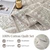 BCOTTOND King Quilt Set, 100% Cotton Boho Quilt King Size Bohemian Striped Pattern Bedspread King Lightweight Quilt Bedding Set Comforter Set All Season, 3 Piece, Beige Gray view 4