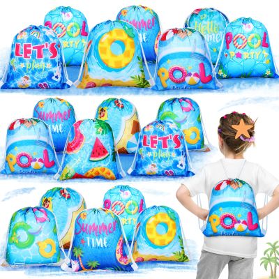 Panelee Pool Party Drawstring Bags Pool Party Favor Bags Beach Decorations for Girls and Boys Pool Party Supplies(27 Pcs)