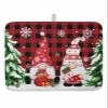 Christmas Gnomes Dish Drying Mat for Kitchen Counter, Winter Snowflake Xmas Tree Red Black Plaid Absorbent Reversible Dish Drainer Rack Mats for Coffee Bar Mats 16''x18'' 1 PCS view 1